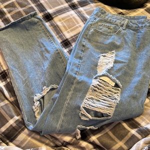 ripped straight jeans